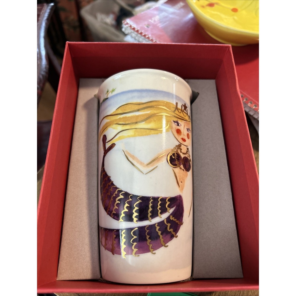Starbucks Illustrated Siren Double Wall Ceramic Traveler Tumbler 12‎ Oz NIB 2015